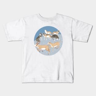 Steppe Wolves and Saiga in Winter Kids T-Shirt